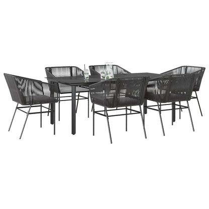 7-Delige Tuinset Met Kussens Poly Rattan Glas 6 200 x 100 x 74 cm Zwart