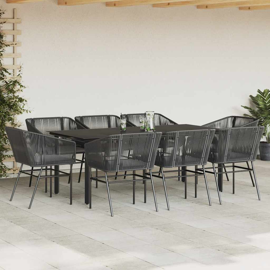 9-Delige Tuinset Met Kussens Poly Rattan Glas 8 200 x 100 x 74 cm Zwart