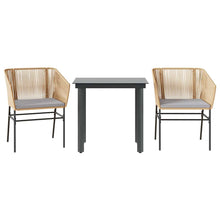 3-Delige Tuinset Met Kussens Poly Rattan Glas 2 80 x 80 x 74 cm Bruin