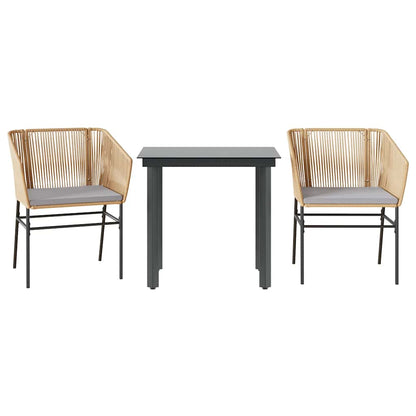 3-Delige Tuinset Met Kussens Poly Rattan Glas 2 80 x 80 x 74 cm Bruin