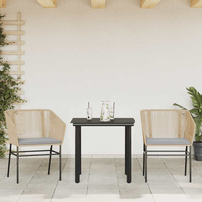 3-Delige Tuinset Met Kussens Poly Rattan Glas 2 80 x 80 x 74 cm Bruin