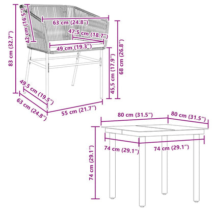 5-Delige Tuinset Met Kussens Poly Rattan Glas 4 80 x 80 x 74 cm Bruin