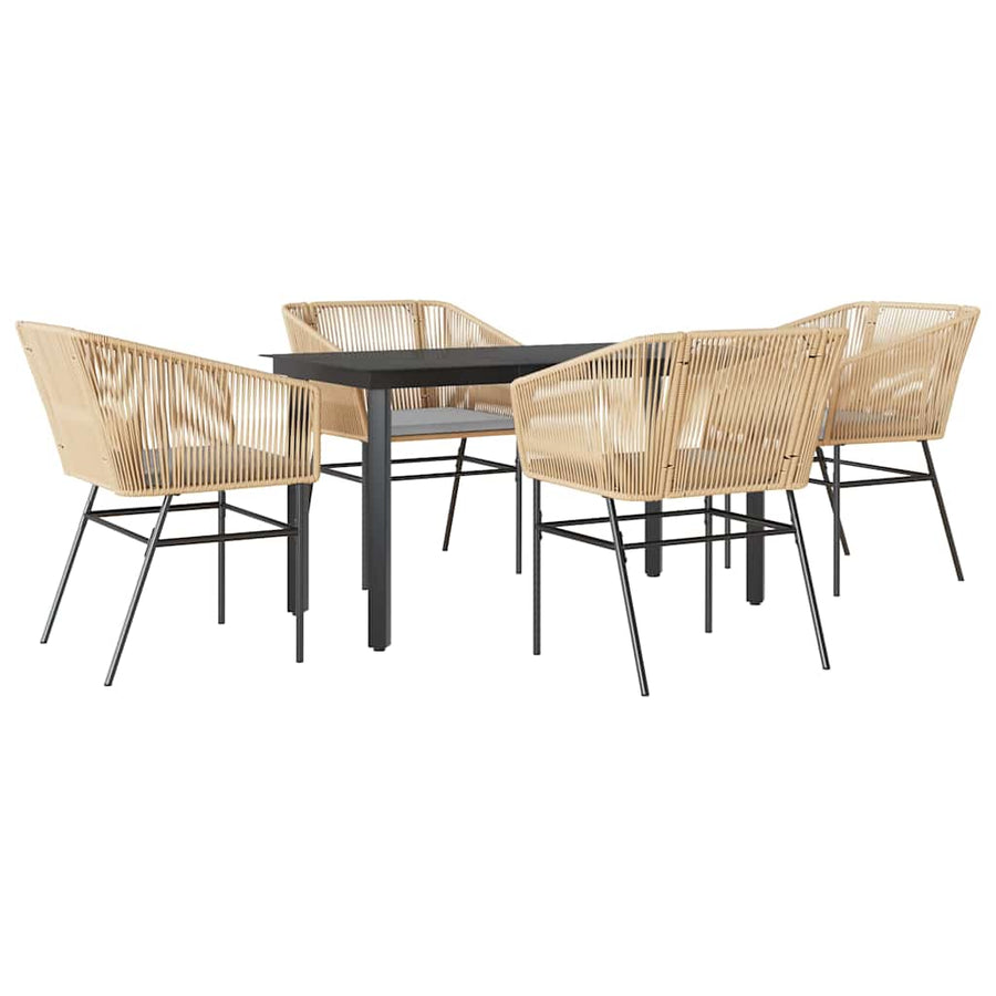 5-Delige Tuinset Met Kussens Poly Rattan Glas 4 140 x 70 x 74 cm Bruin