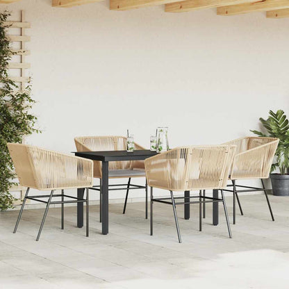 5-Delige Tuinset Met Kussens Poly Rattan Glas 4 140 x 70 x 74 cm Bruin
