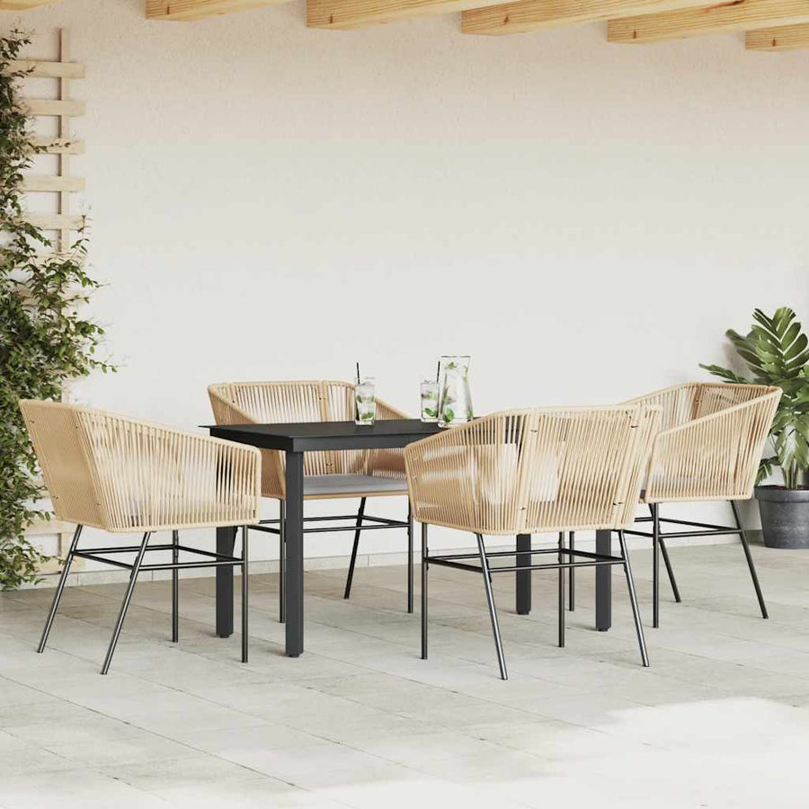 5-Delige Tuinset Met Kussens Poly Rattan Glas 4 140 x 70 x 74 cm Bruin