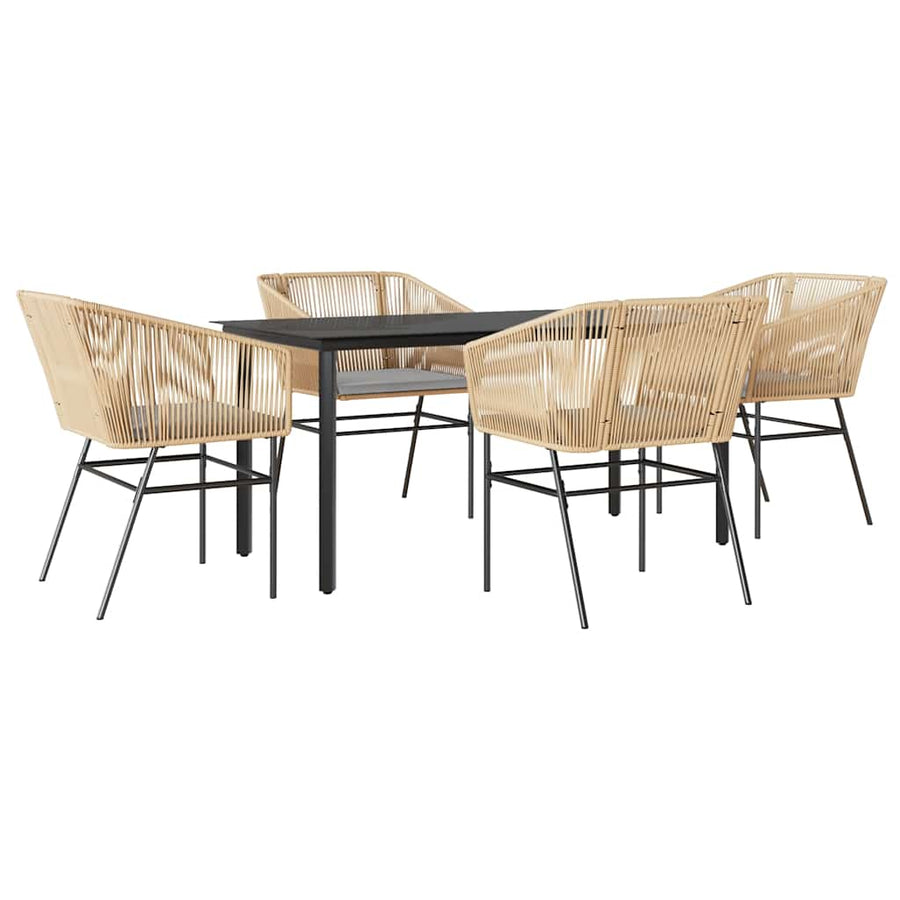 5-Delige Tuinset Met Kussens Poly Rattan Glas 4 160 x 80 x 74 cm Bruin