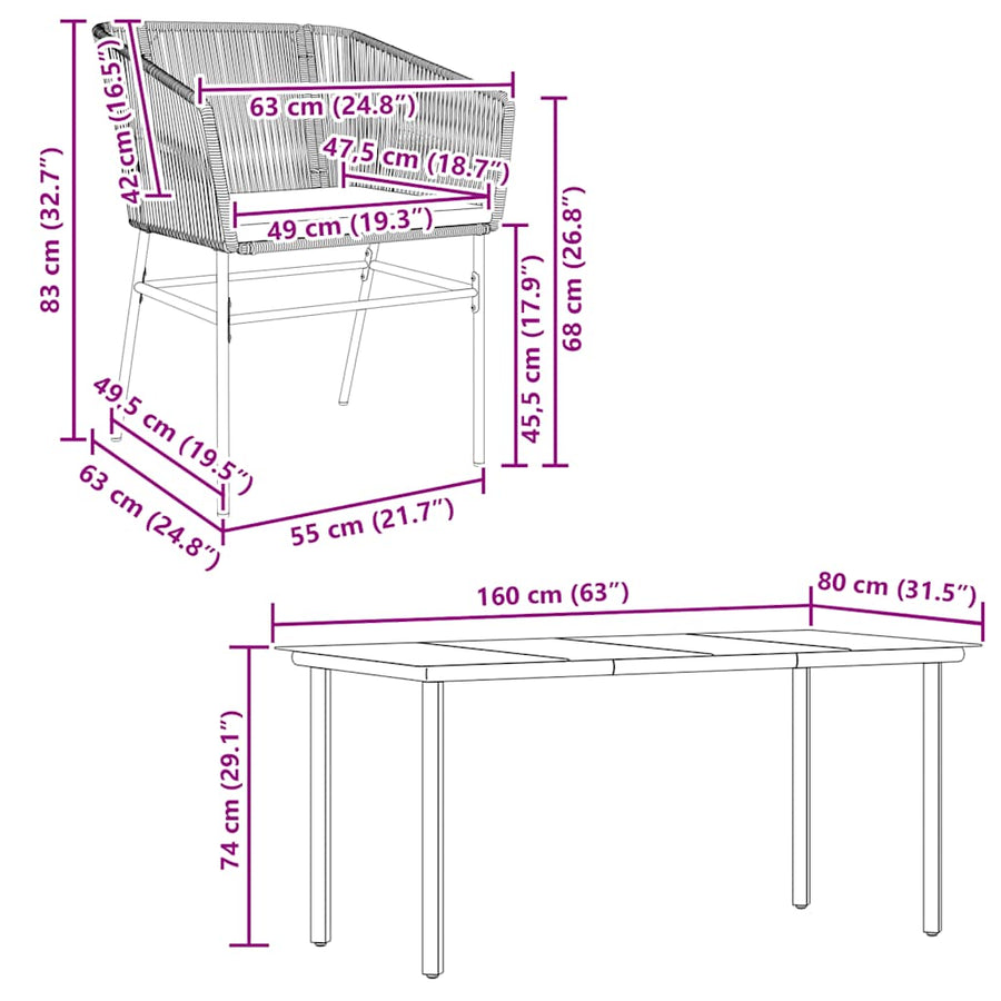 5-Delige Tuinset Met Kussens Poly Rattan Glas 4 160 x 80 x 74 cm Bruin