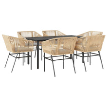 7-Delige Tuinset Met Kussens Poly Rattan Glas 6 160 x 80 x 74 cm Bruin