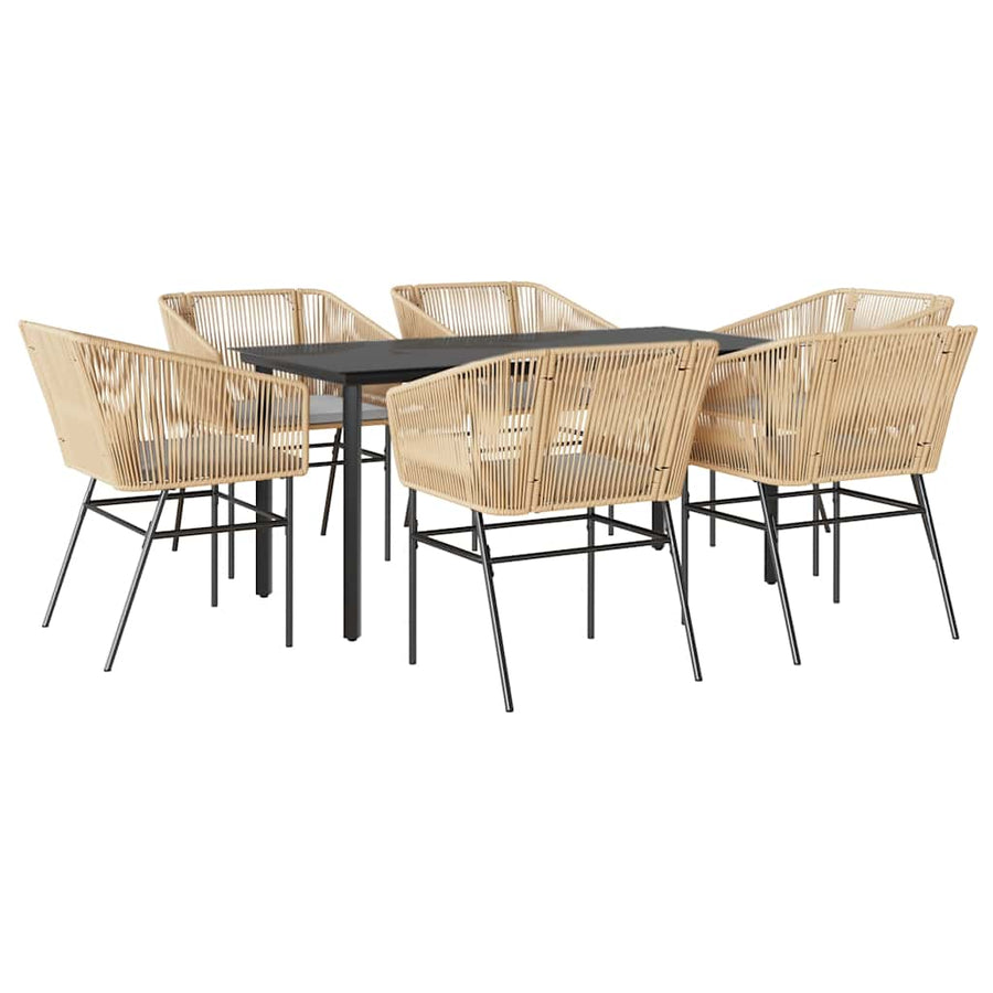 7-Delige Tuinset Met Kussens Poly Rattan Glas 6 160 x 80 x 74 cm Bruin