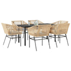 Tuinset 7-delig poly rattan bruin met kussens