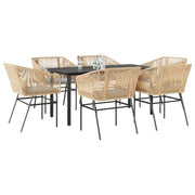 Tuinset 7-delig poly rattan bruin met kussens