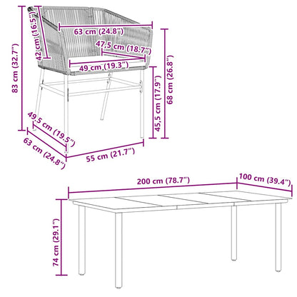 7-Delige Tuinset Met Kussens Poly Rattan Glas 6 200 x 100 x 74 cm Bruin