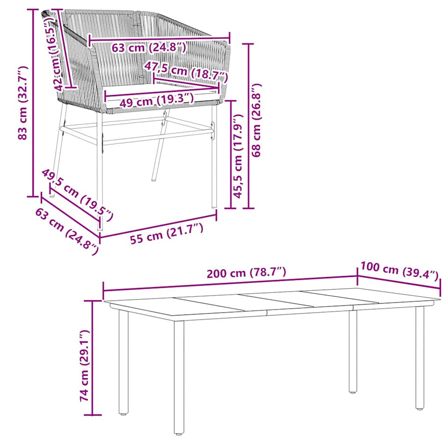 9-Delige Tuinset Met Kussens Poly Rattan Glas 8 200 x 100 x 74 cm Bruin