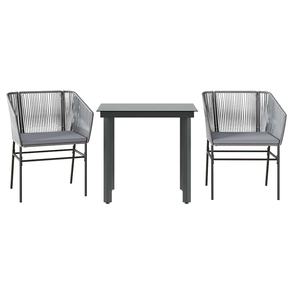 3-Delige Tuinset Met Kussens Poly Rattan Glas 2 80 x 80 x 74 cm Grijs