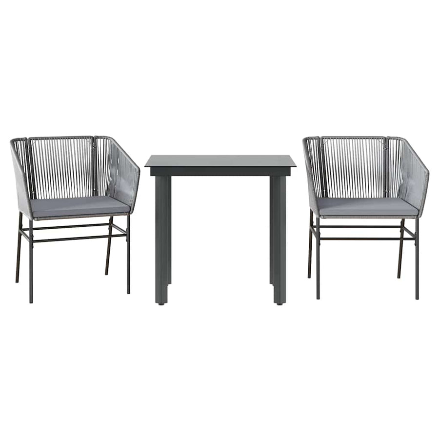 3-Delige Tuinset Met Kussens Poly Rattan Glas 2 80 x 80 x 74 cm Grijs