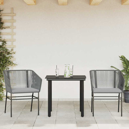3-Delige Tuinset Met Kussens Poly Rattan Glas 2 80 x 80 x 74 cm Grijs