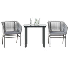 Tuinset 3-delig poly rattan grijs met kussens