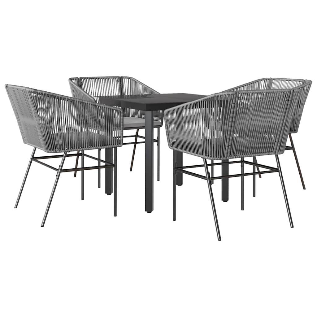5-Delige Tuinset Met Kussens Poly Rattan Glas 4 80 x 80 x 74 cm Grijs