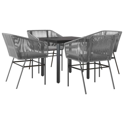 5-Delige Tuinset Met Kussens Poly Rattan Glas 4 80 x 80 x 74 cm Grijs