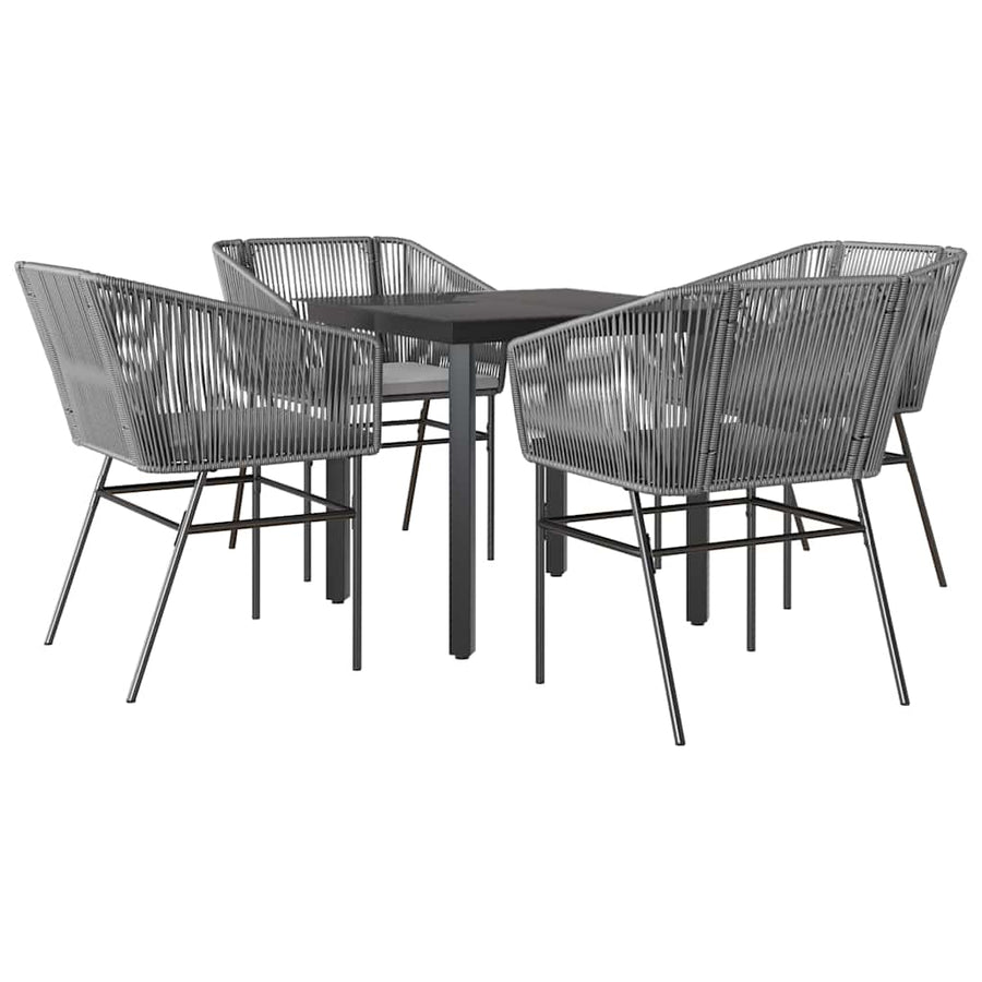 5-Delige Tuinset Met Kussens Poly Rattan Glas 4 80 x 80 x 74 cm Grijs