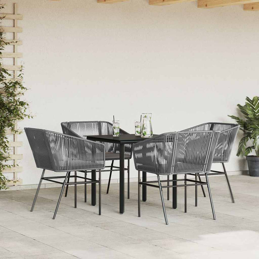 5-Delige Tuinset Met Kussens Poly Rattan Glas 4 80 x 80 x 74 cm Grijs