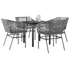 Tuinset 5-delig poly rattan grijs met kussens