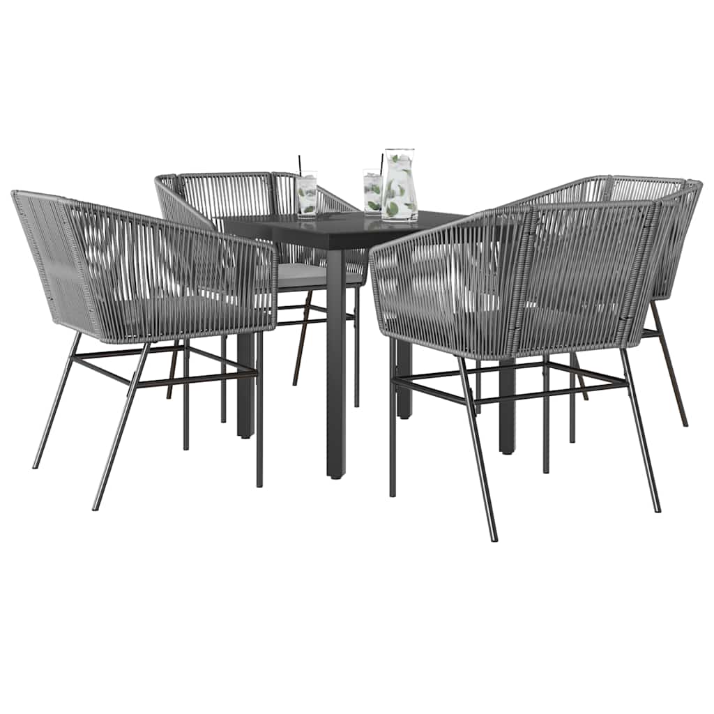 5-Delige Tuinset Met Kussens Poly Rattan Glas 4 80 x 80 x 74 cm Grijs