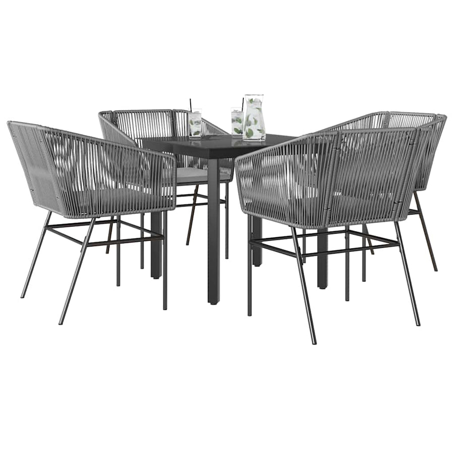 5-Delige Tuinset Met Kussens Poly Rattan Glas 4 80 x 80 x 74 cm Grijs