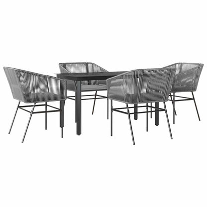 5-Delige Tuinset Met Kussens Poly Rattan Glas 4 140 x 70 x 74 cm Grijs