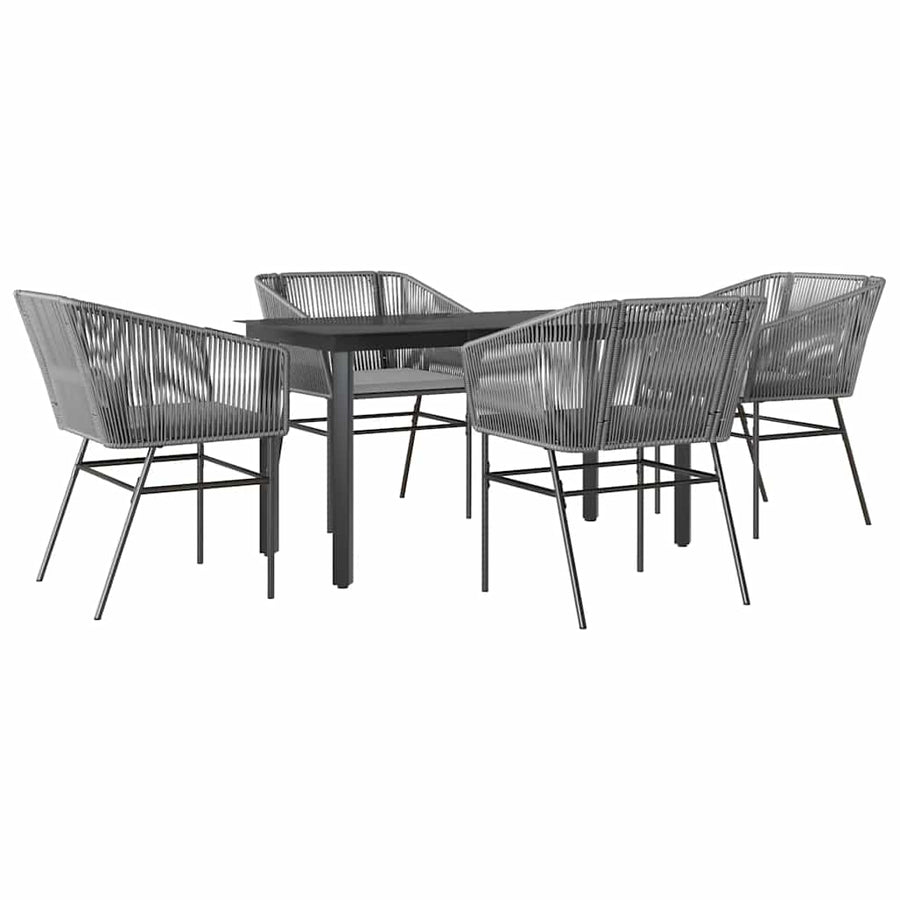 5-Delige Tuinset Met Kussens Poly Rattan Glas 4 140 x 70 x 74 cm Grijs