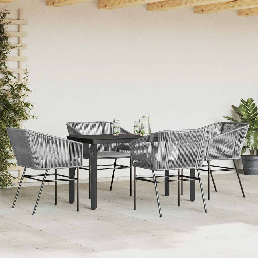5-Delige Tuinset Met Kussens Poly Rattan Glas 4 140 x 70 x 74 cm Grijs
