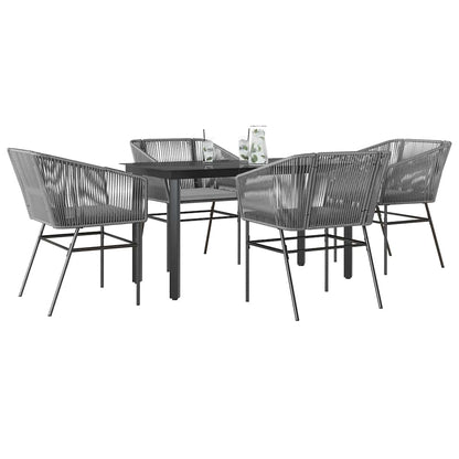5-Delige Tuinset Met Kussens Poly Rattan Glas 4 140 x 70 x 74 cm Grijs