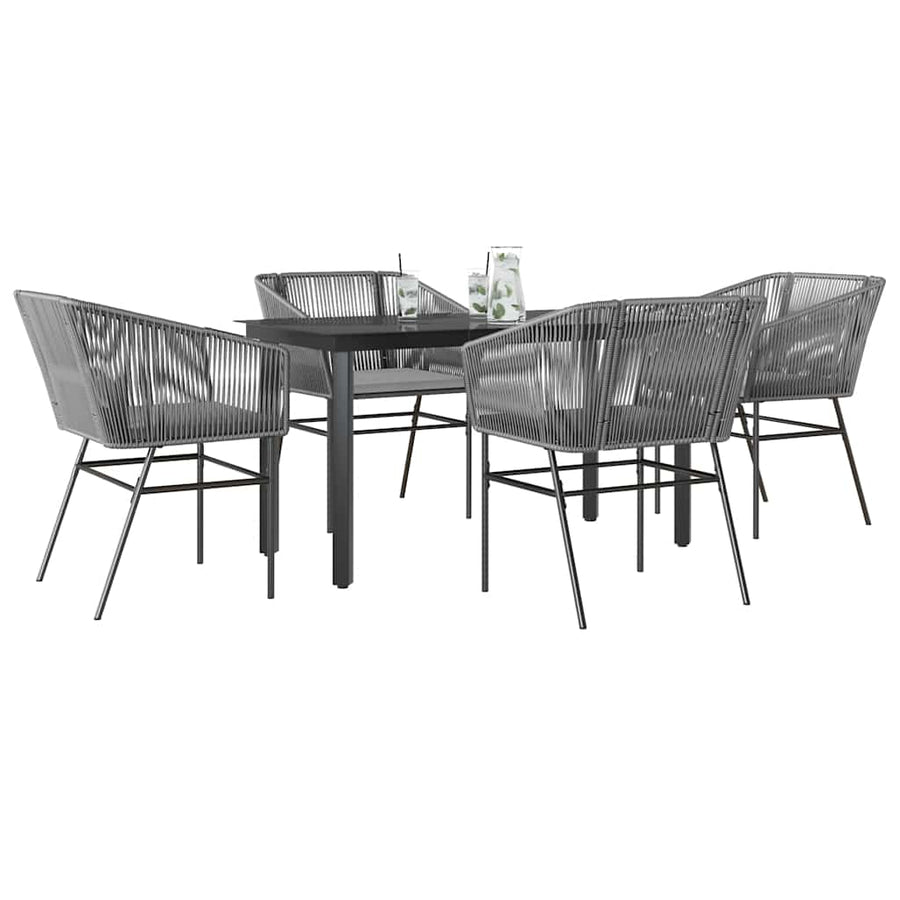 5-Delige Tuinset Met Kussens Poly Rattan Glas 4 140 x 70 x 74 cm Grijs