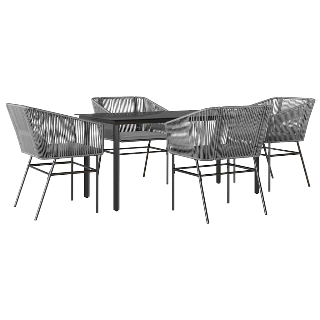 5-Delige Tuinset Met Kussens Poly Rattan Glas 4 160 x 80 x 74 cm Grijs