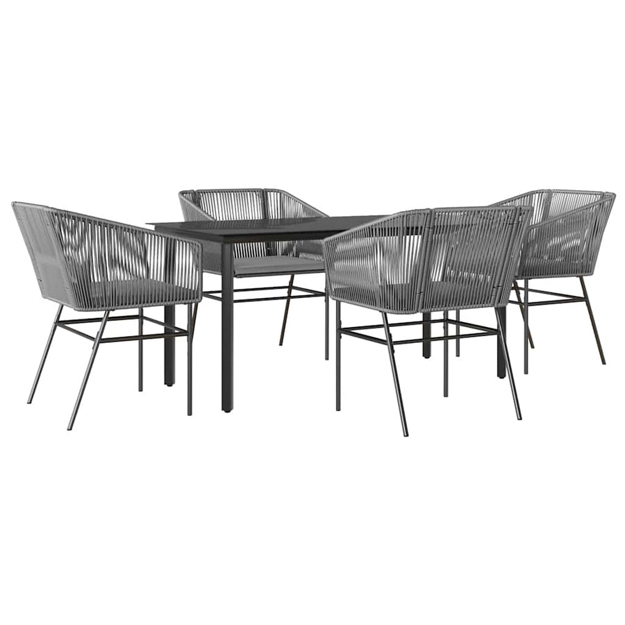 5-Delige Tuinset Met Kussens Poly Rattan Glas 4 160 x 80 x 74 cm Grijs