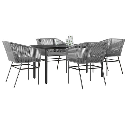 5-Delige Tuinset Met Kussens Poly Rattan Glas 4 160 x 80 x 74 cm Grijs