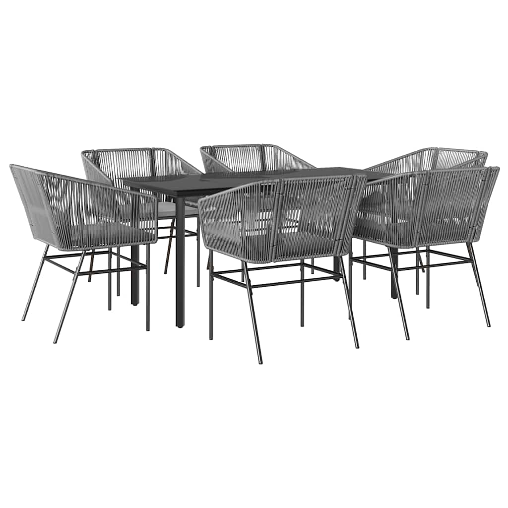 7-Delige Tuinset Met Kussens Poly Rattan Glas 6 160 x 80 x 74 cm Grijs