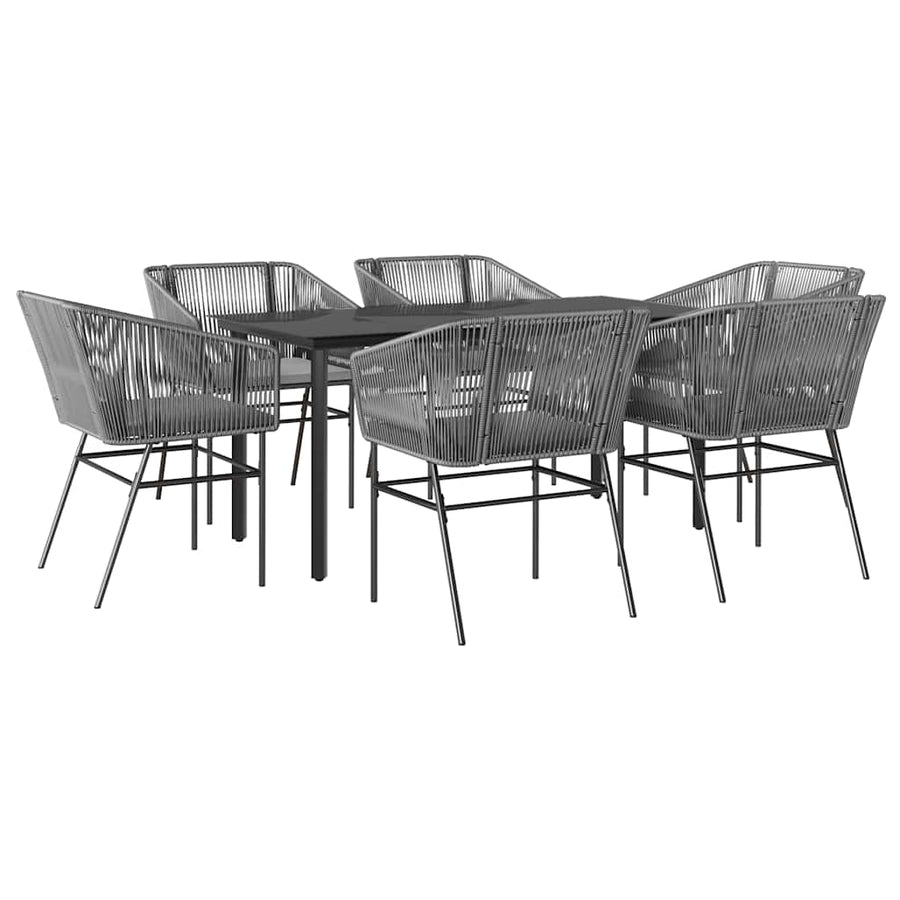 7-Delige Tuinset Met Kussens Poly Rattan Glas 6 160 x 80 x 74 cm Grijs