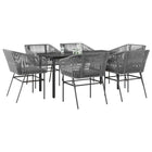 Tuinset 7-delig poly rattan grijs met glas