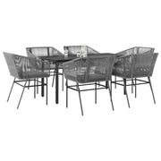 Tuinset 7-delig poly rattan grijs met glas