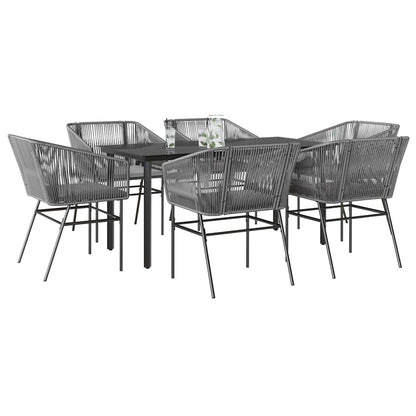 7-Delige Tuinset Met Kussens Poly Rattan Glas 6 160 x 80 x 74 cm Grijs
