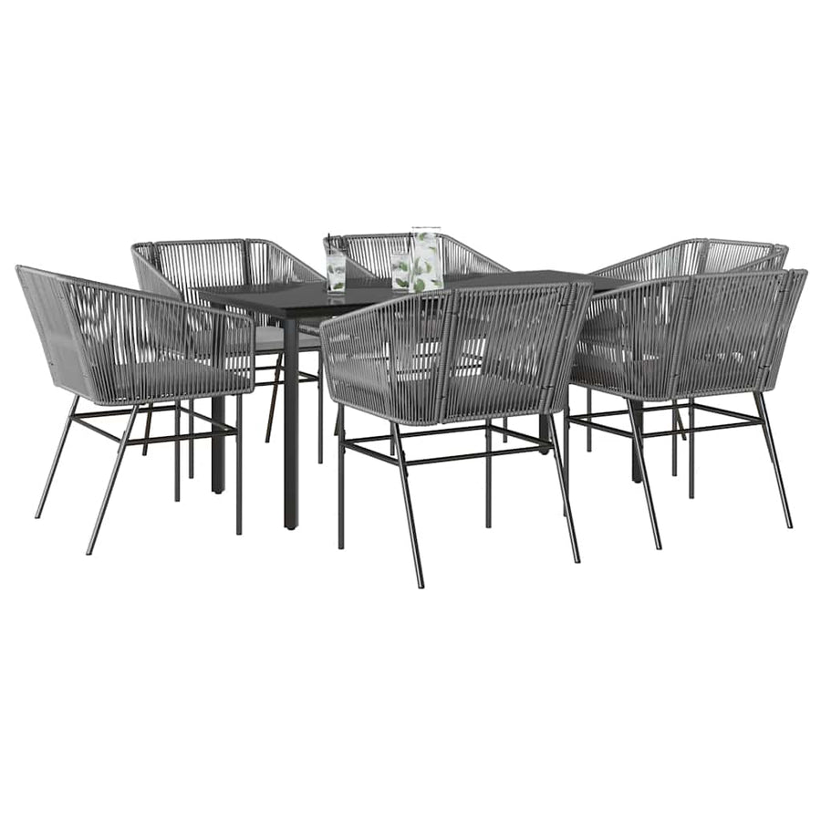 7-Delige Tuinset Met Kussens Poly Rattan Glas 6 160 x 80 x 74 cm Grijs