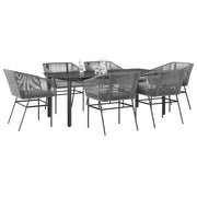 Tuinset 7-delig poly rattan grijs glas