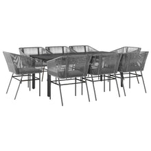 9-Delige Tuinset Met Kussens Poly Rattan Glas 8 200 x 100 x 74 cm Grijs