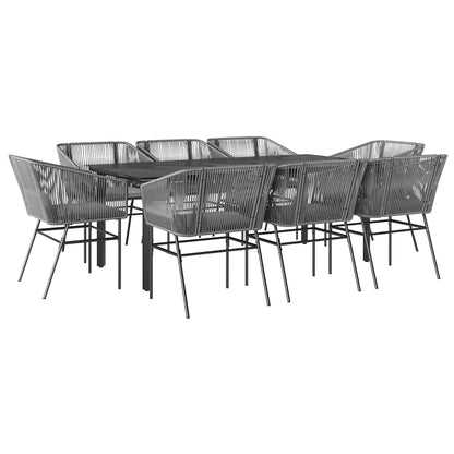 9-Delige Tuinset Met Kussens Poly Rattan Glas 8 200 x 100 x 74 cm Grijs