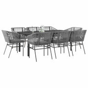 Tuinset 9-delig poly rattan grijs met kussens