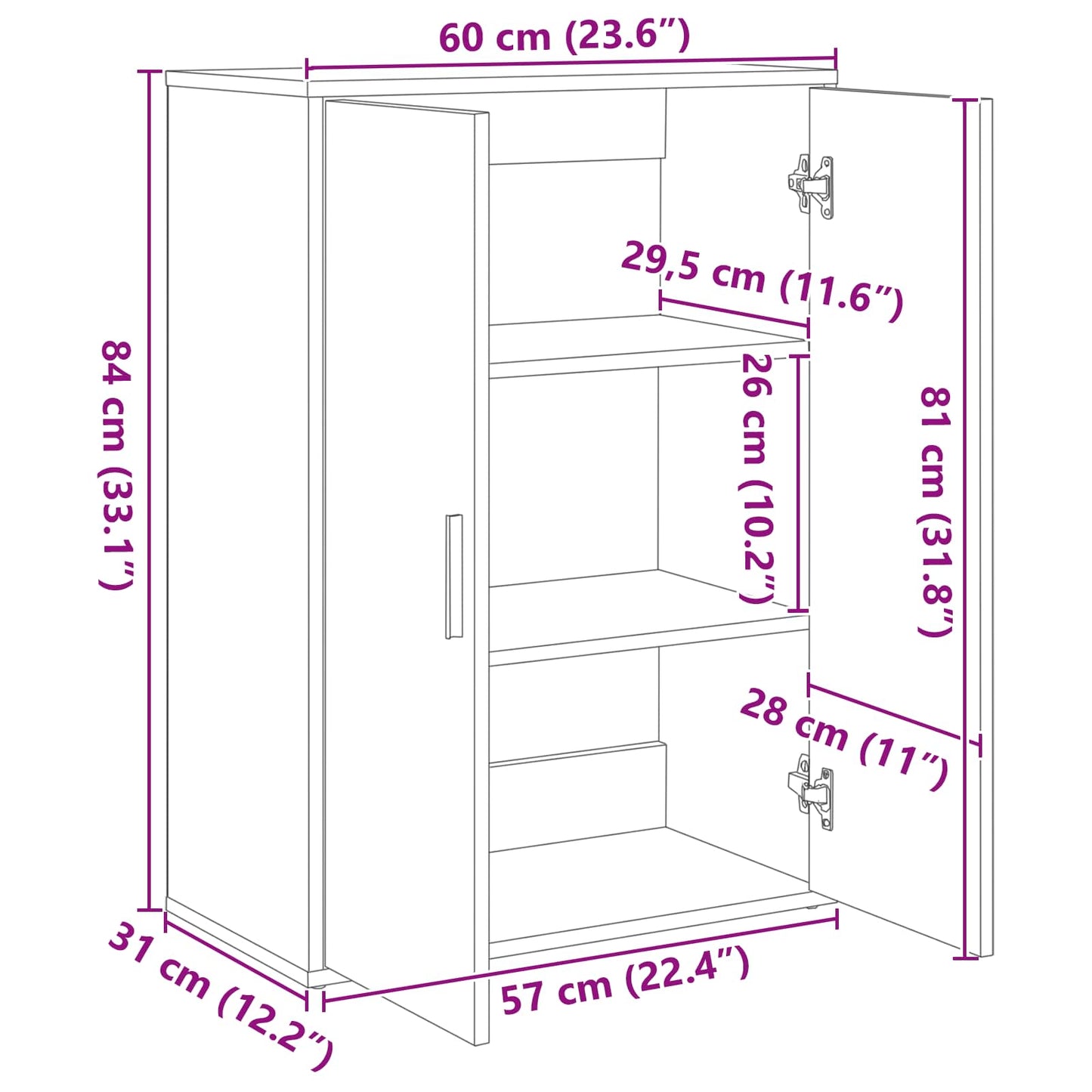 Dressoir 2 pcs Artisan Eiken 60 x 31 x 84 cm Bewerkt hout