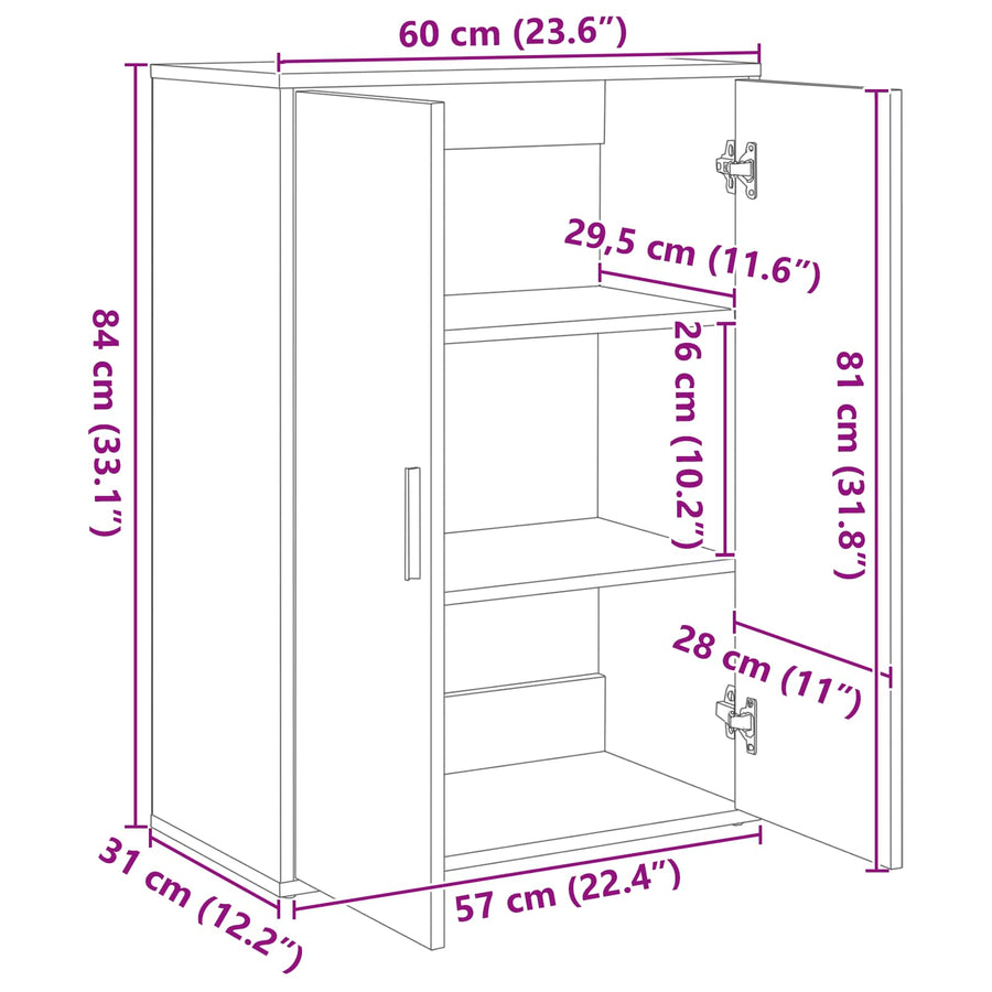 Dressoir 2 pcs Artisan Eiken 60 x 31 x 84 cm Bewerkt hout