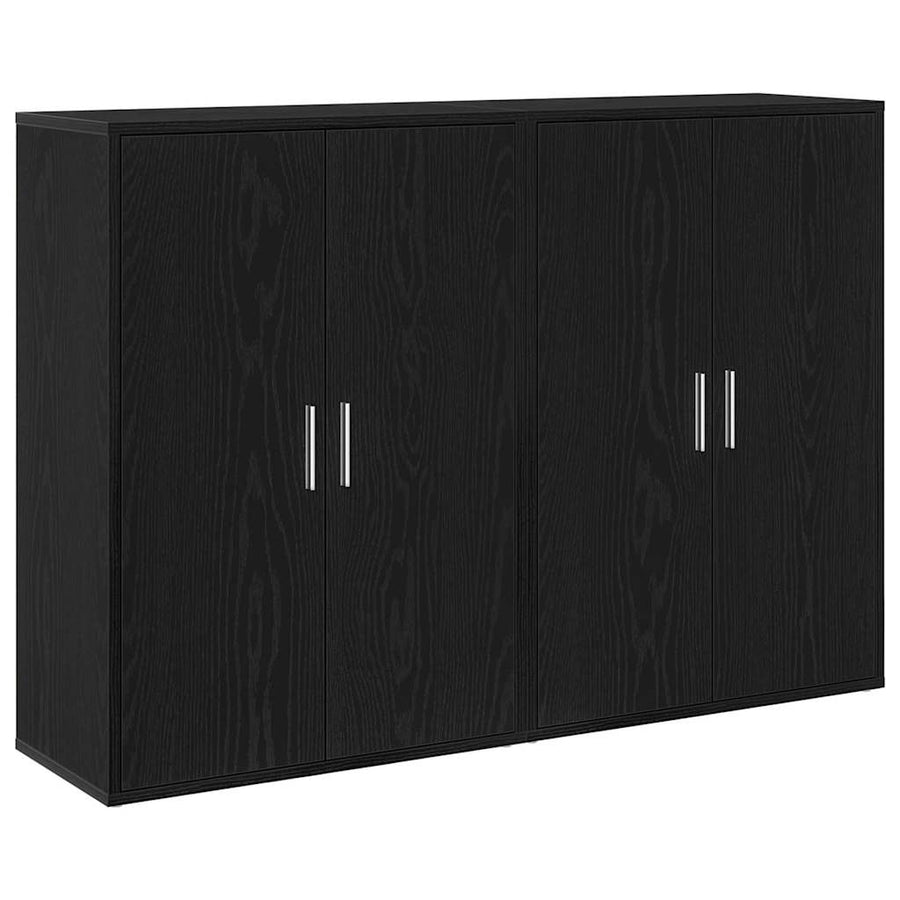 Dressoir 2 pcs Zwart Eiken 60 x 31 x 84 cm Bewerkt hout