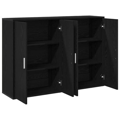 Dressoir 2 pcs Zwart Eiken 60 x 31 x 84 cm Bewerkt hout